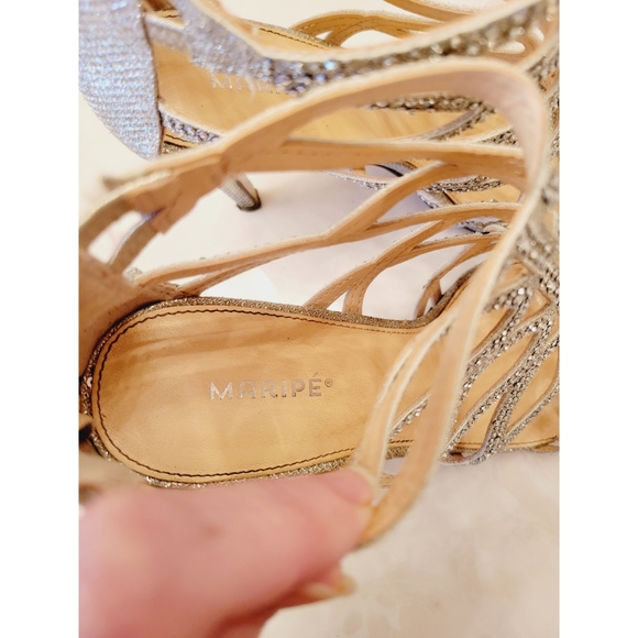 Maripe Silver Sparkle Caged Stilettos - Picture 6 of 7